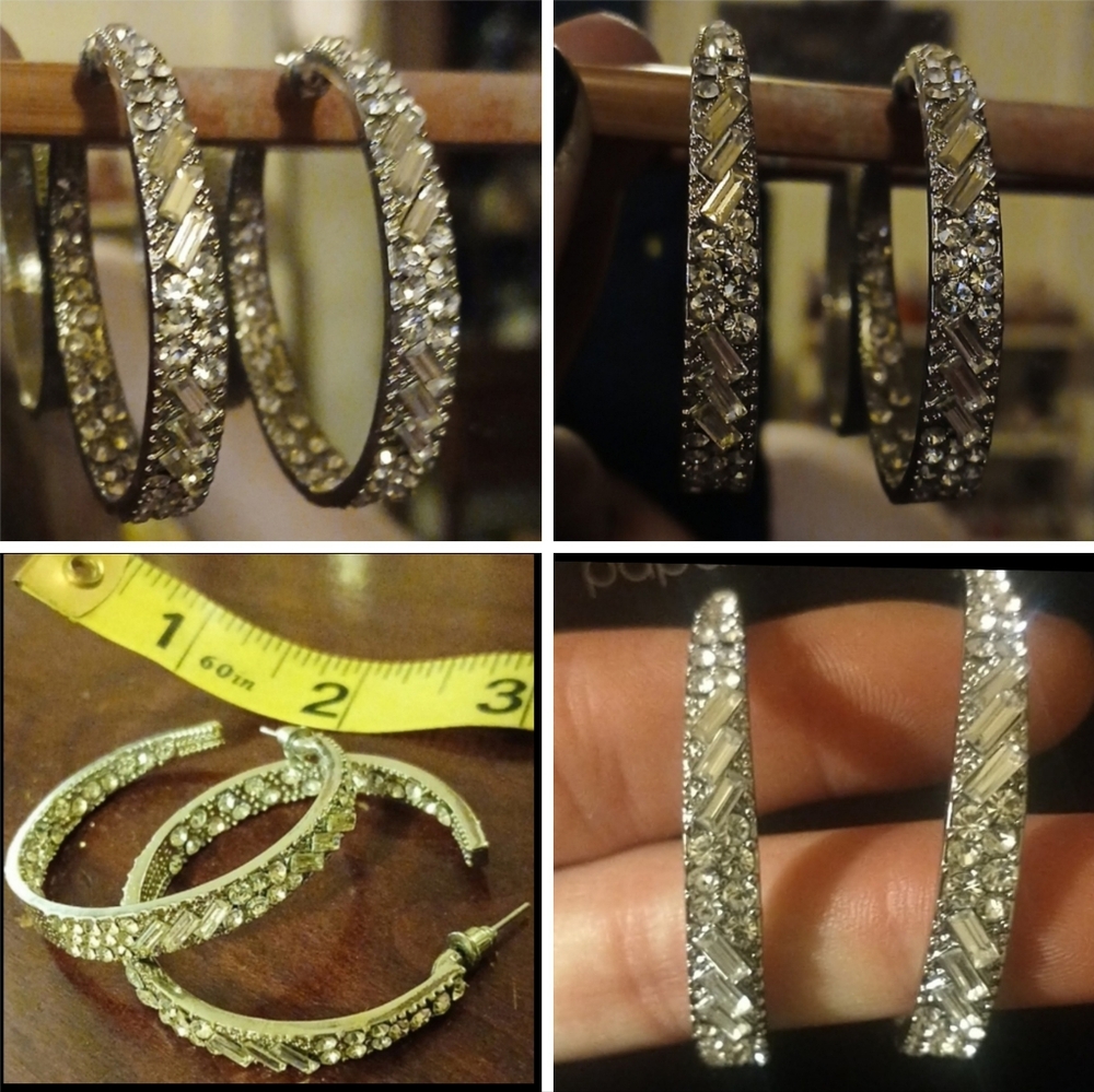 Paparazzi Free Form Crystal Cluster Statement Earrings Reverse Illusionist Hoops